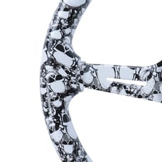 BRAND NEW UNIVERSAL 350MM Skull Graphic Acrylic Deep Dish 6 Holes Steering Wheel