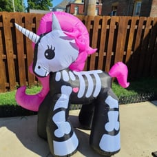 5.2 FT Halloween Inflatables Unicorn Outdoor Decorations Blow Up Yard Skeleton