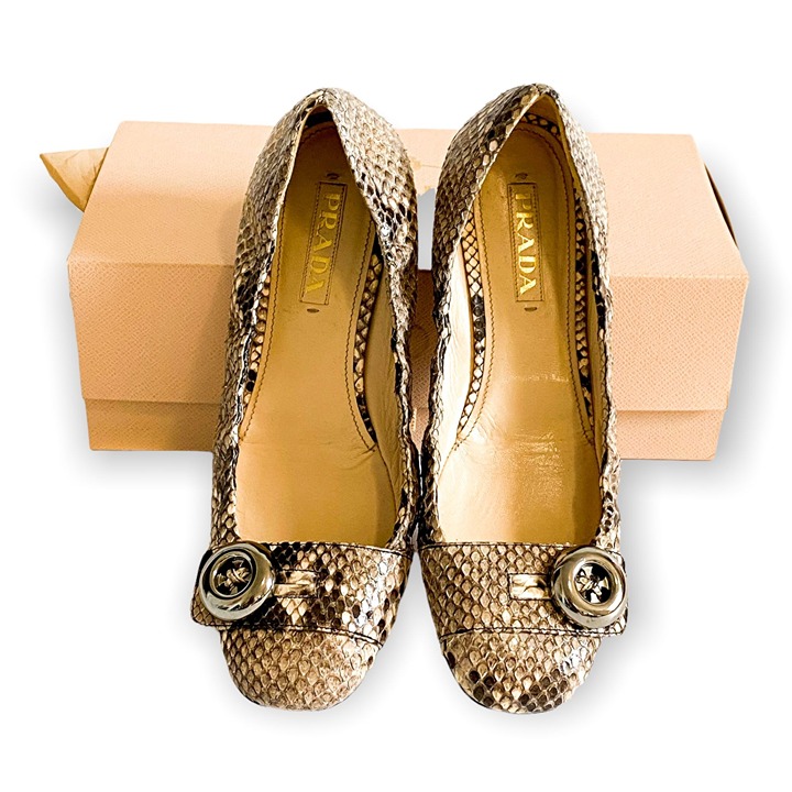 Prada snake skin ballet flats, size 39EU
