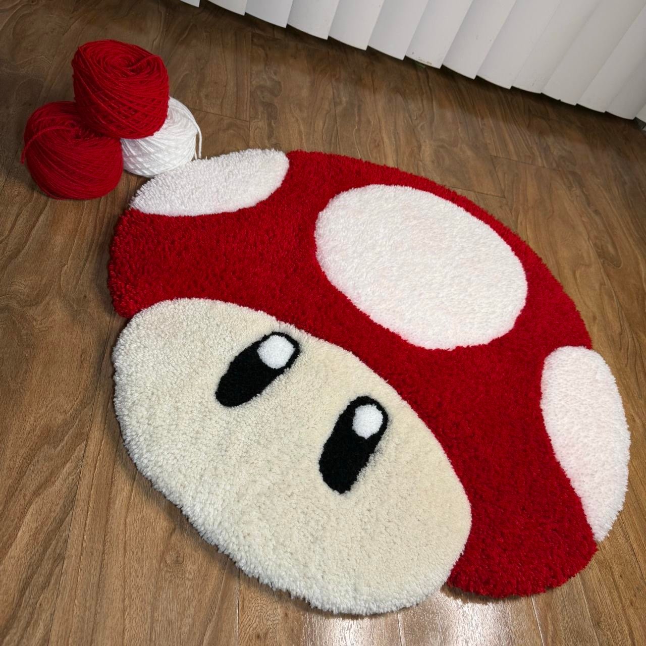 Red Mario Mushroom Rug