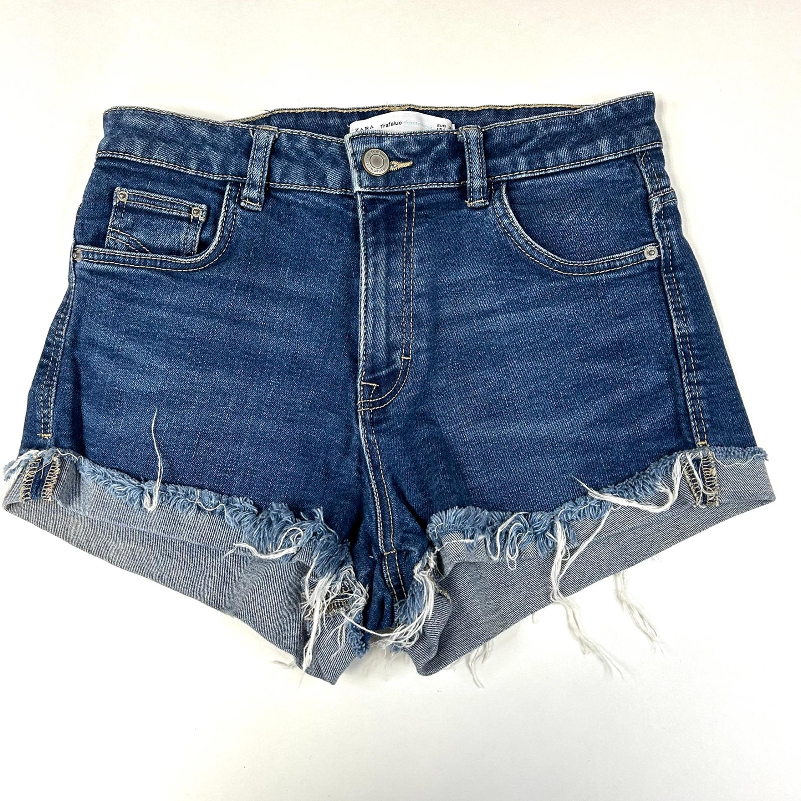 Trafaluc Zara Women’s 02 Short Shorts Jean Dark Wash Blue Denim #0081