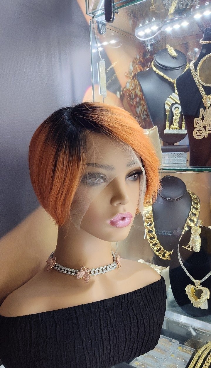 100% human hair short wig ginger