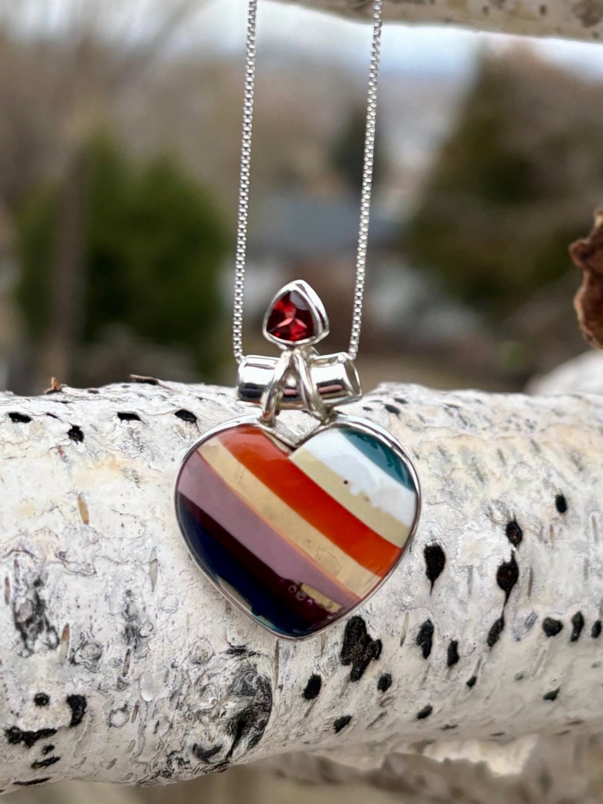 Surfite & Garnet Heart Necklace