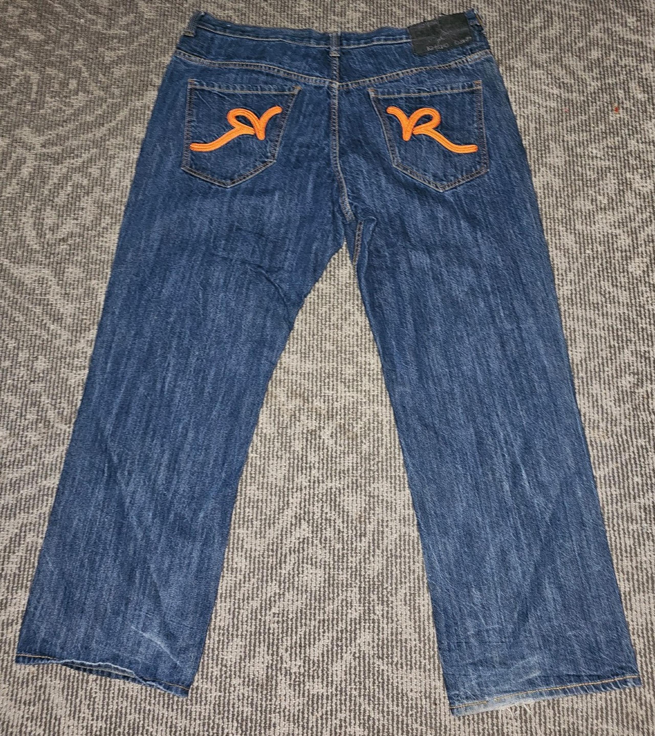 Vintage Rocawear Jeans Mens 40Wx30L Hip-Hop Baggy Wide Leg Embroidered Pockets