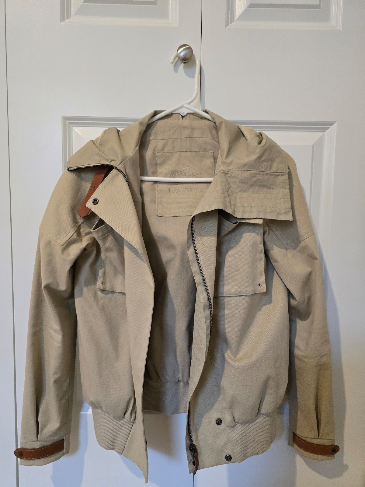 Lacoste Hooded Gabardine Bomber Jacket