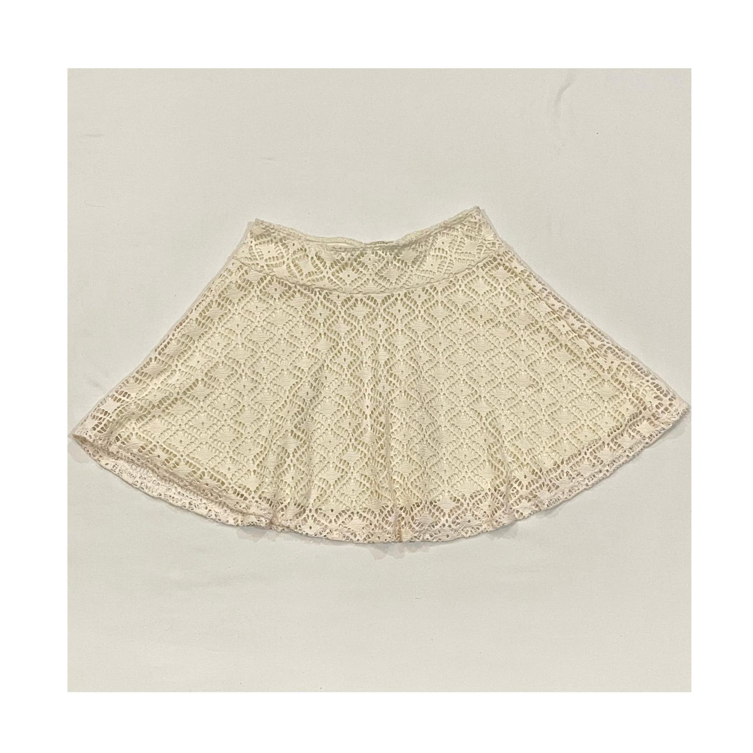 Women's Lily White Crochet Lace Skirt Juniors Size Medium Ivory