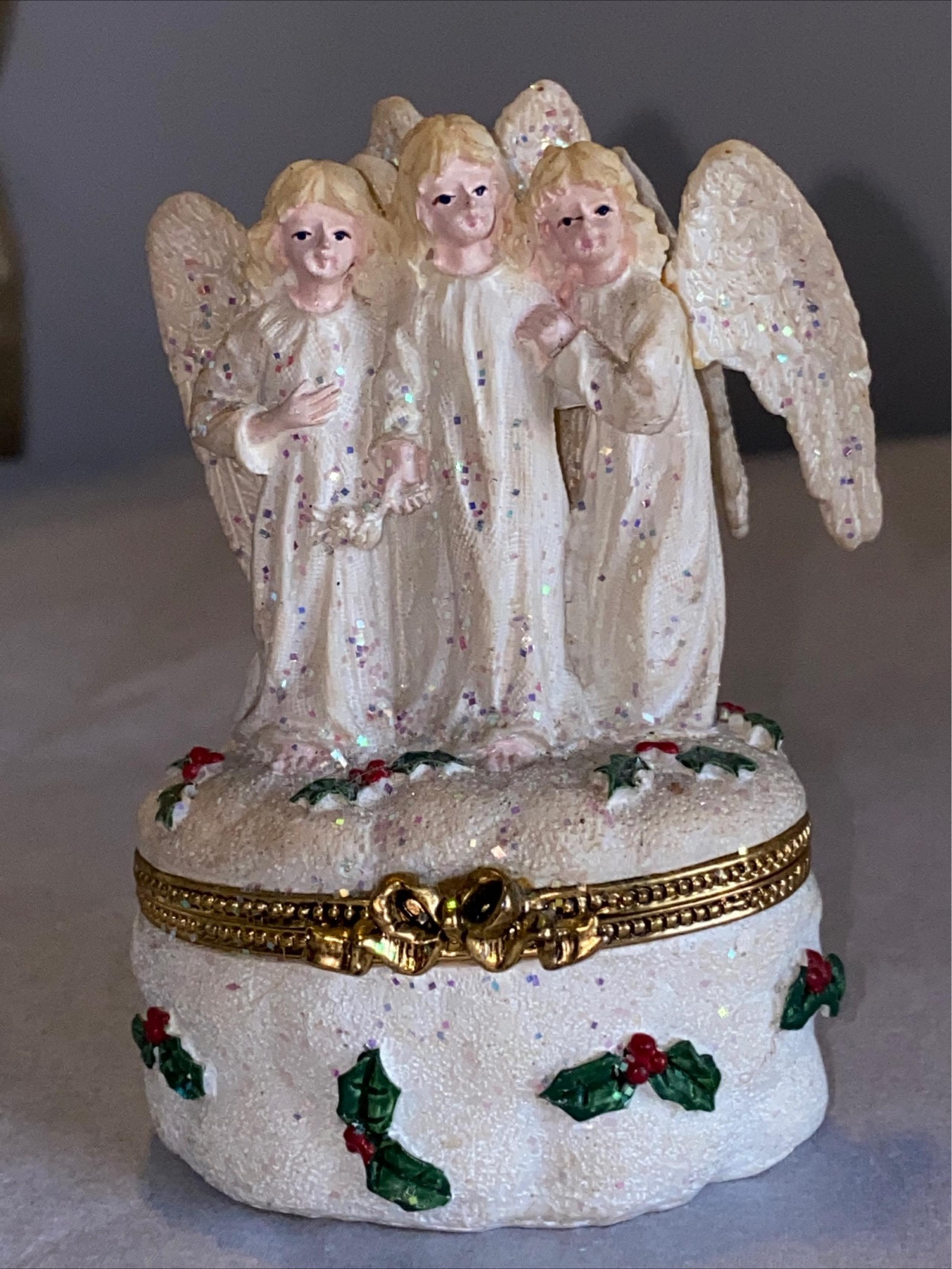 Ganz three angels  Sparkle trinket box Mini With Holly