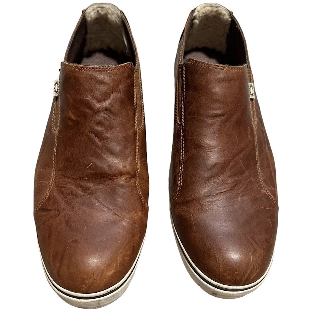 Men’s UGG Australia Brown Sz 13 Leather Slip on Sneakers Casual