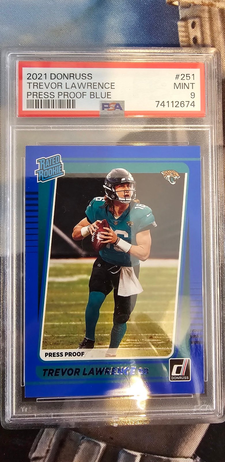 Donruss Rated Rookie Blue Press Proof Trevor Lawrence RC Jaguars PSA 9