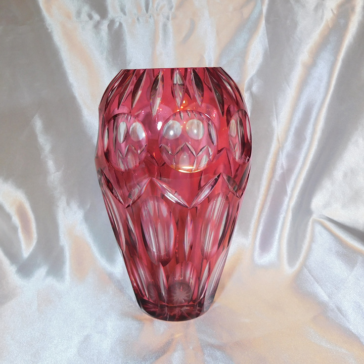 Pink Cut to Clear Vase # 21246