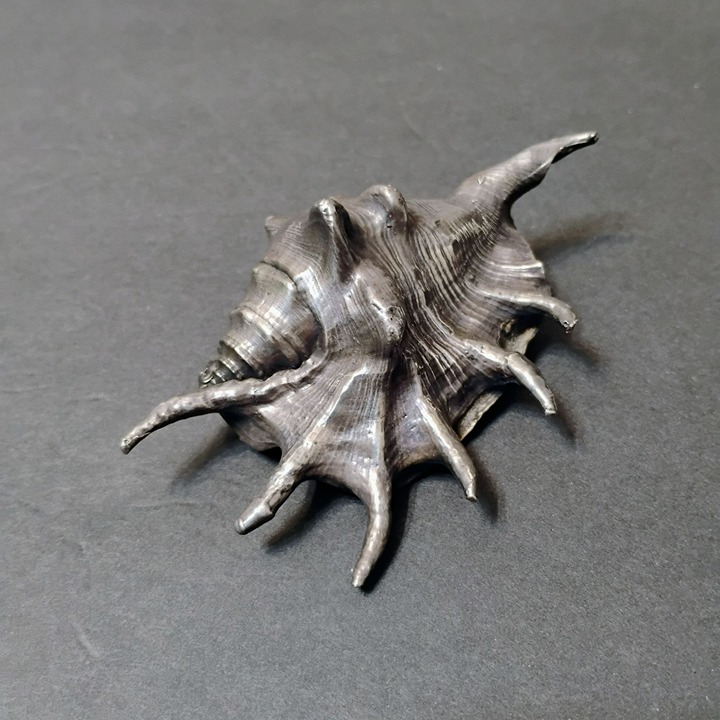 Solid Sterling Silver Sea Shell Sculpture, Spider Conch Paperweight, 3 Oz 925