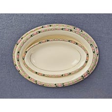 National Dinner-Ware Ivory Two Small Serving Bowls One Small Platter Pink Roses