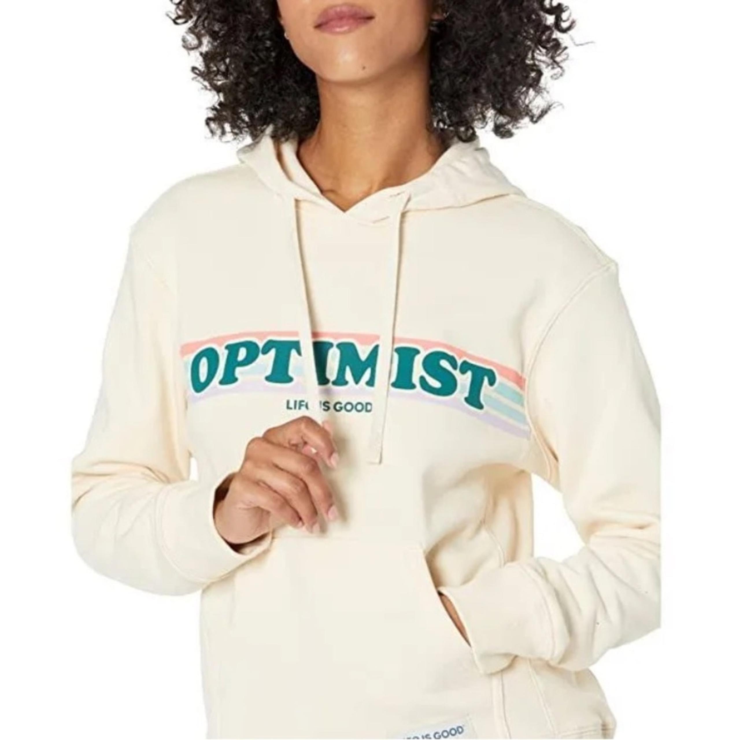 Life is Good Women’s Size M Optimist Retro Simply True Pullover Hooded Sweater