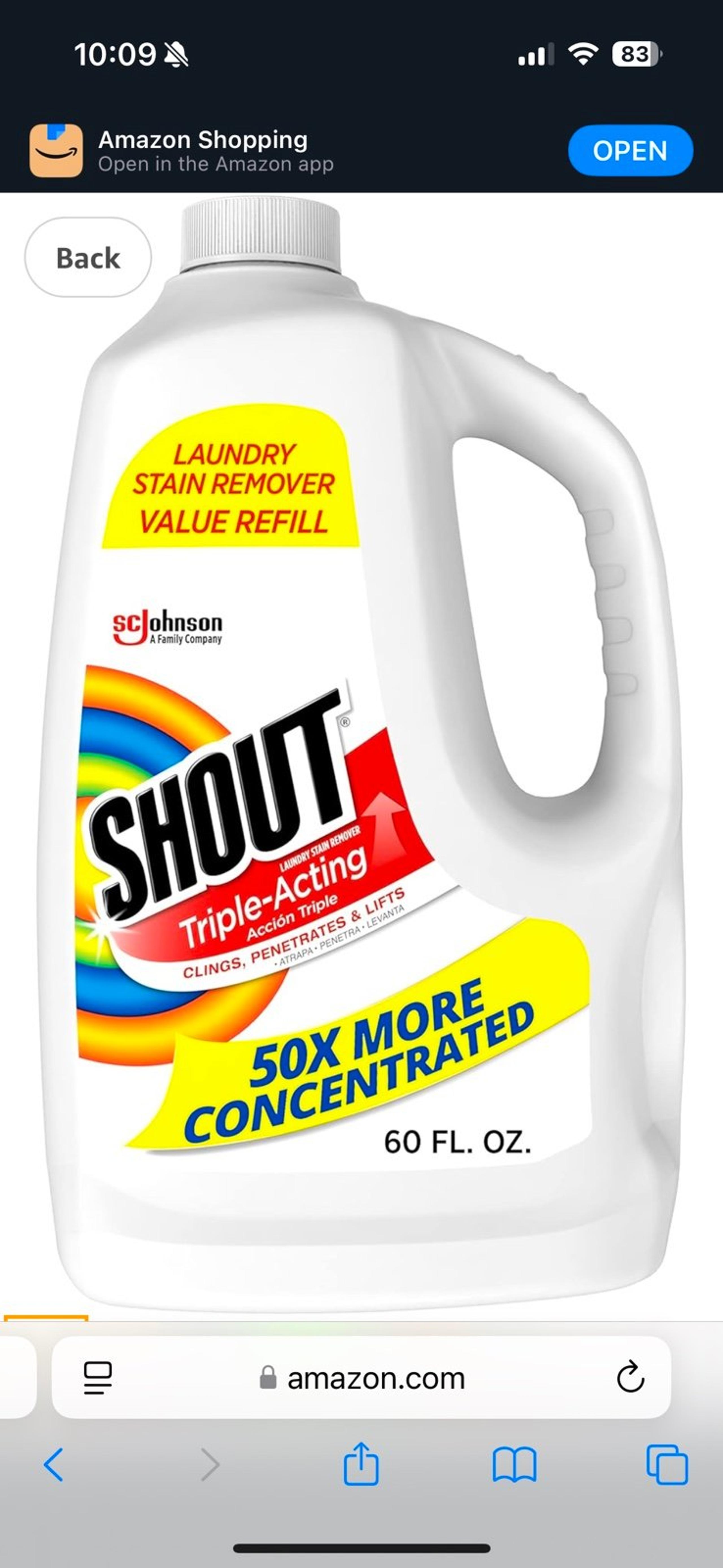 Shout Laundry stain Remover Refill 60oz