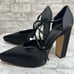 Zara Platform Pointed Toe Ankle Strap Heels Women’s 10 NWT black satin like