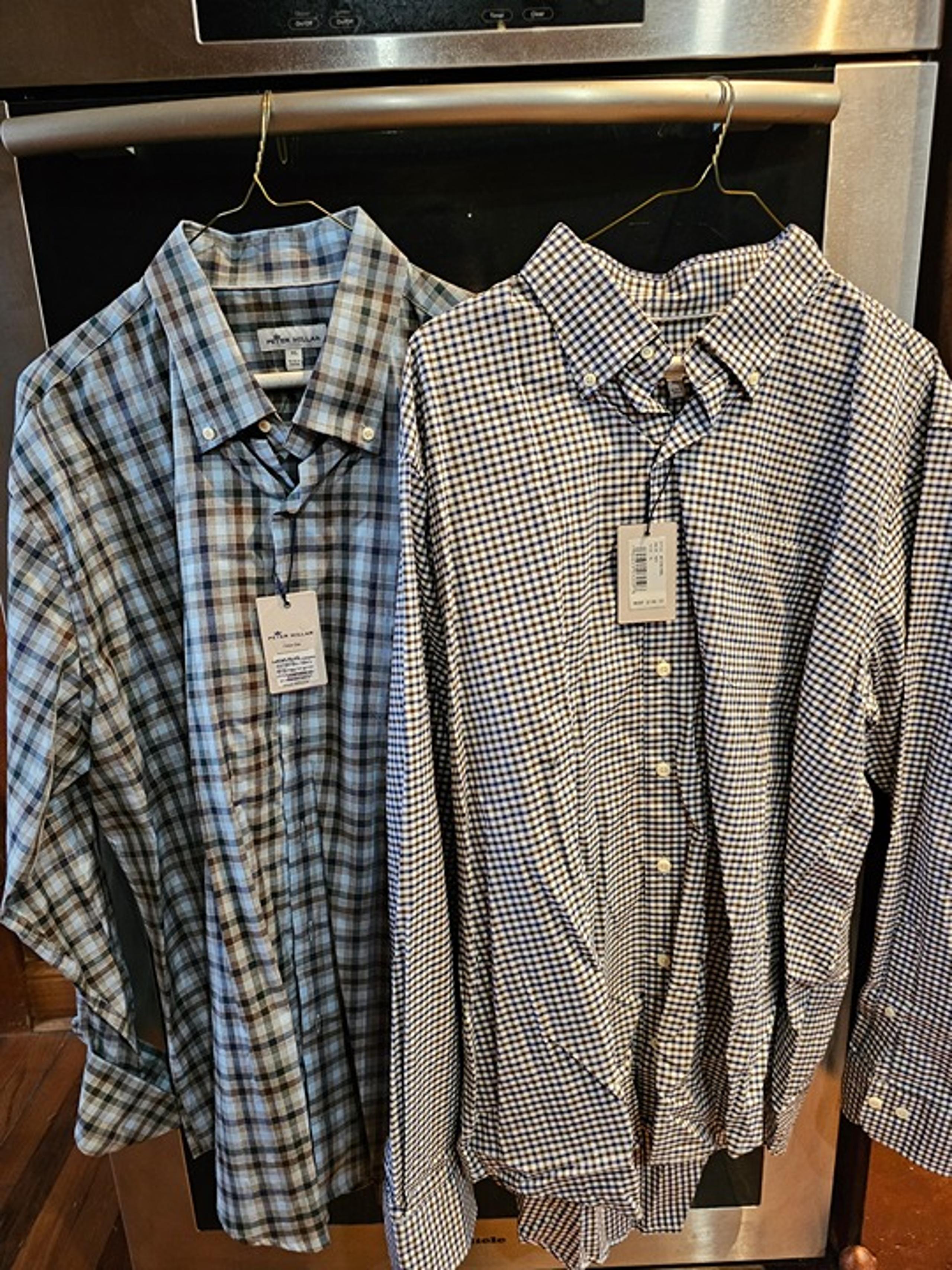 set of 2  Peter Millar long sleeve mens XL shirts with pocket New with Tags