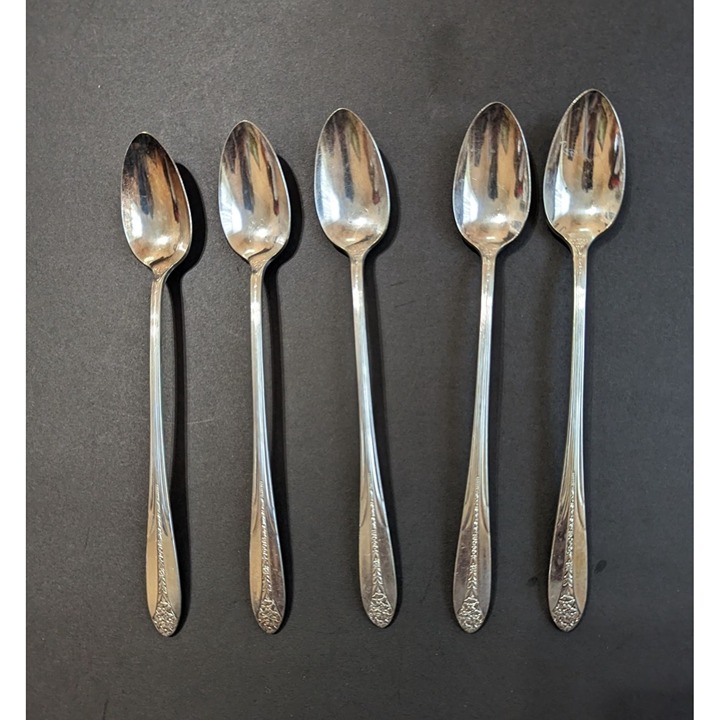 National Siver Co Princess Royal Iced tea spoons silver-plate 1930 7 inch