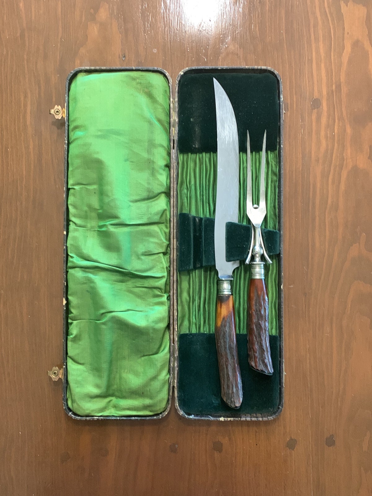 JA Henckels antique horn handle carving set