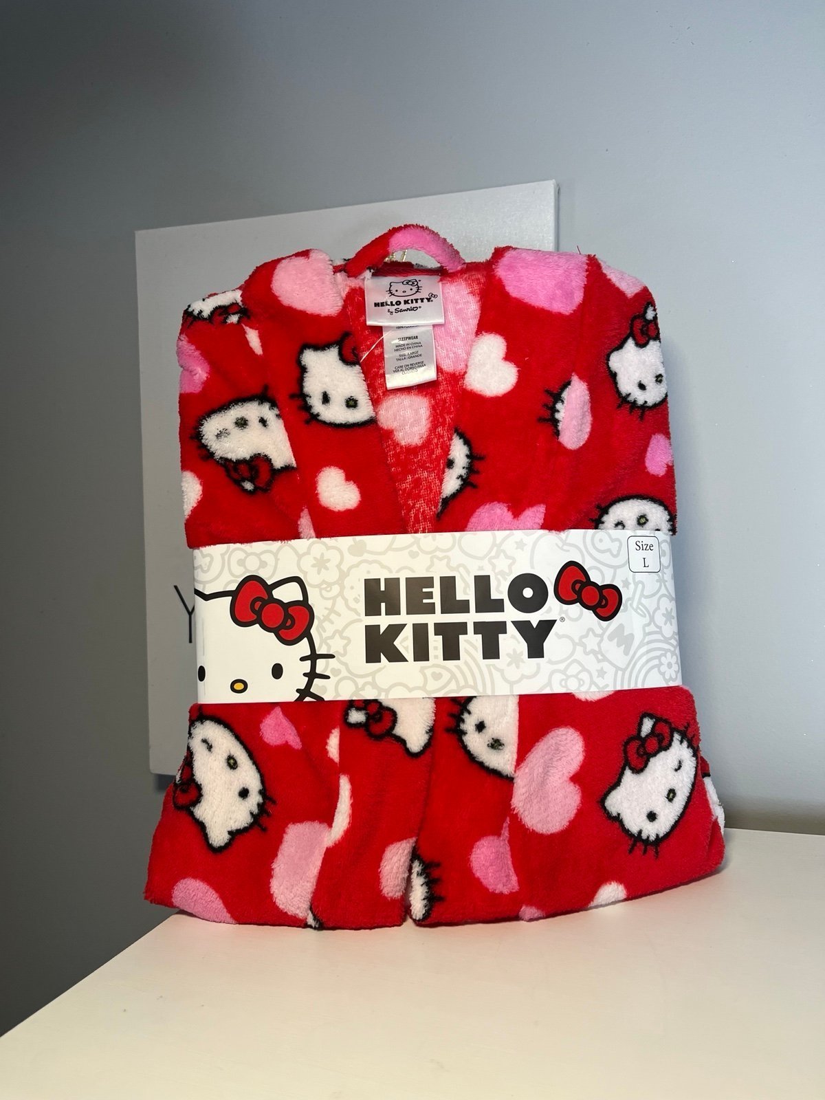 Hello Kitty Pink & Red Hearts Cozy Plush Robe