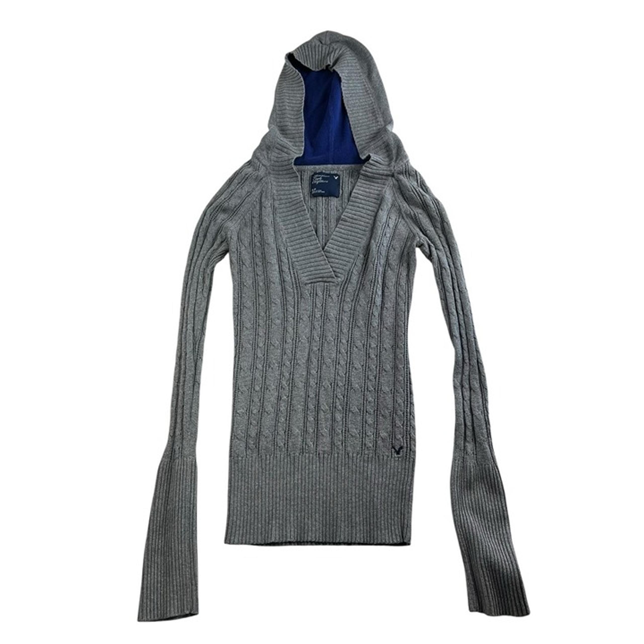 American Eagle Women’s S Sweater Y2K Cable Knit Hooded Preppy Bella Swan Gilbert