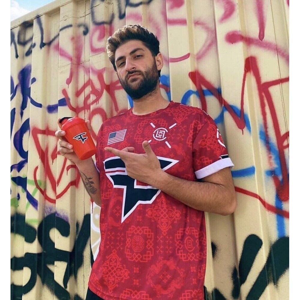 FaZe Clan x Clot Colab Red L Silk Royale Dry Fit Gaming Jersey AOP NEW