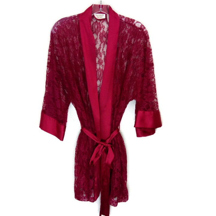 Victoria's Secret Red Lace Gold Label Night Robe