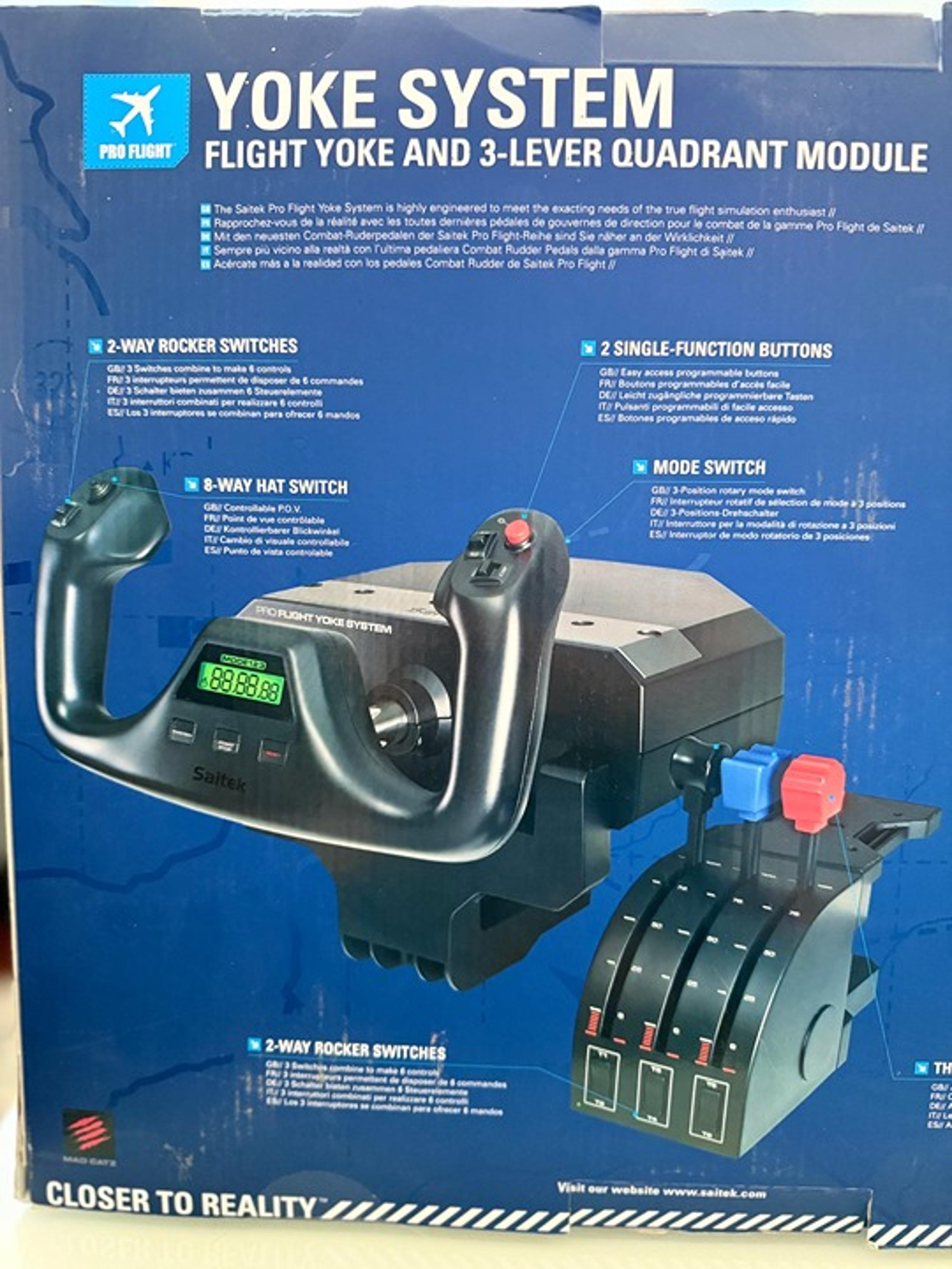 NEW SAITEK YOKE SYSTEM - FLIGHT YOKE & 3-LEVER QUADRANT MODULE NOB