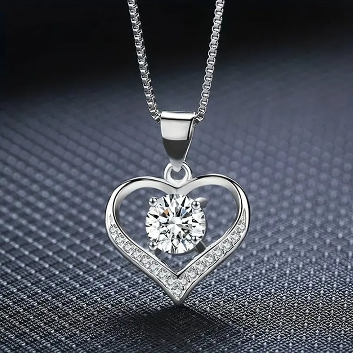 14K White Gold Womens 1ct Diamond Heart Pendant Necklace 14 Karat New Jewelry