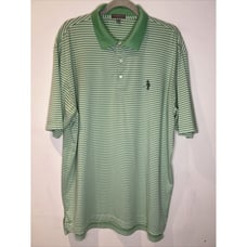 Peter Millar Summer Comfort Green Striped Golf Shirt Performance Athletic XL