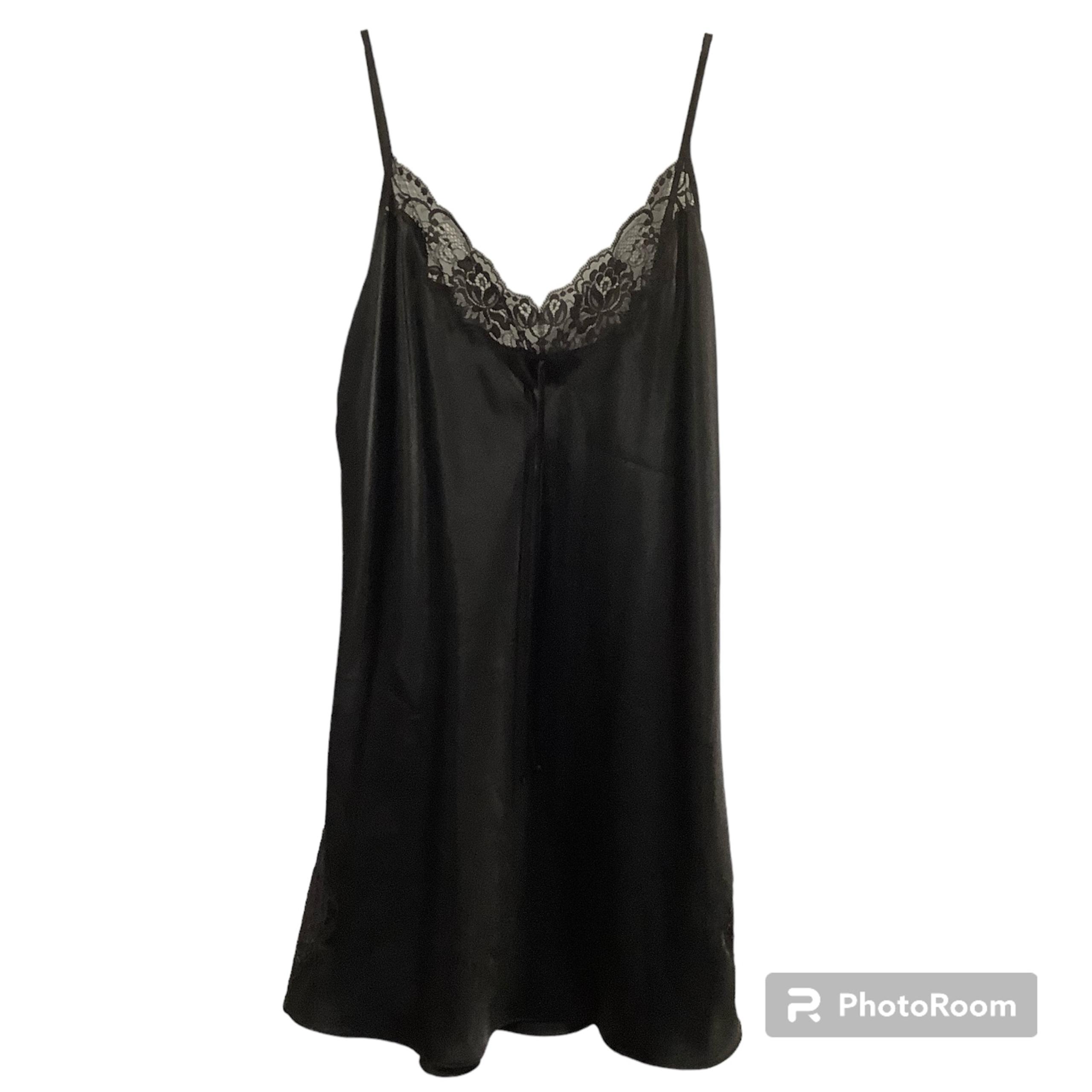 Jones New York Lace Trim Black Chemise Slip Dress Women’s Large NWOT