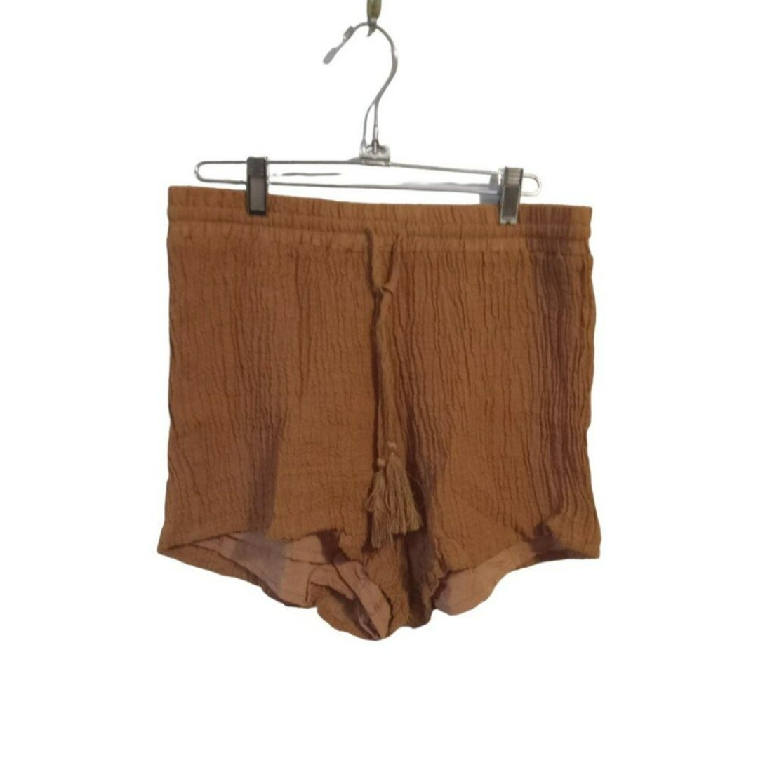 Monday Swimwear La Jolla Crinkle Linen Shorts in Toffee M