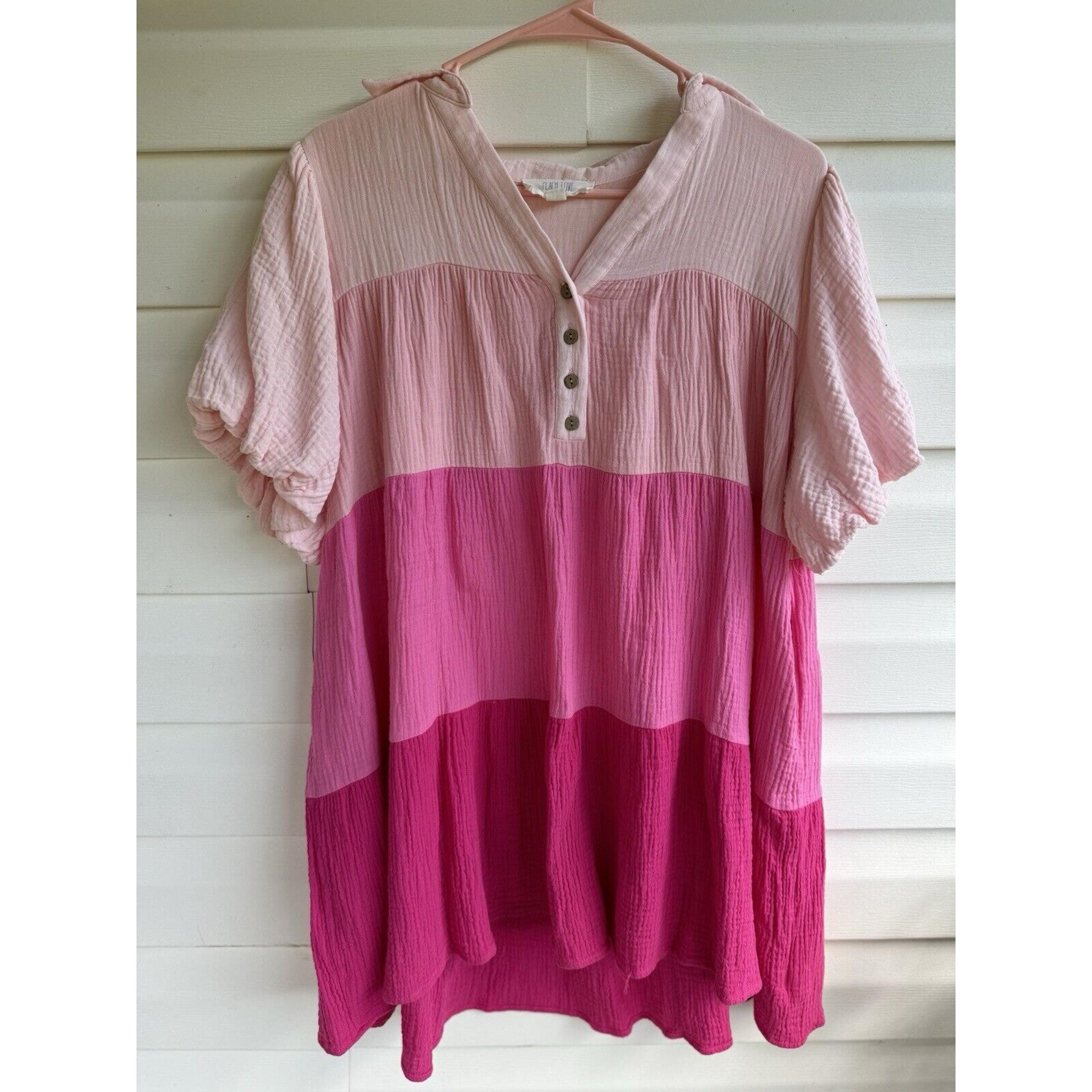 Ombré Tiered Pink Size Small Womens Dress Spring Summer Peach Love California