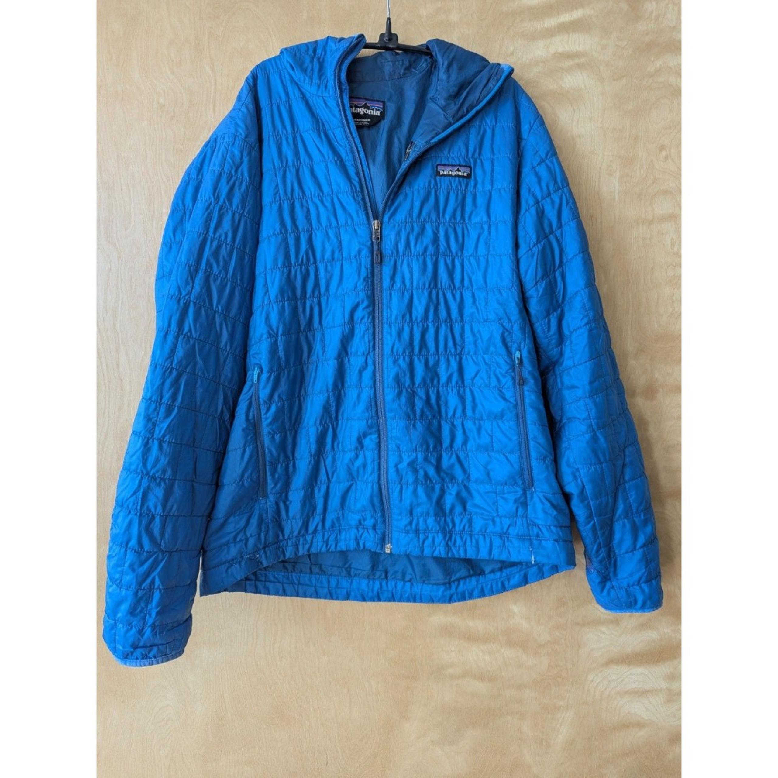 Patagonia Nano Puff® Hooded Jacket  Blue Puffer Jacket Mens Large *Repaired*