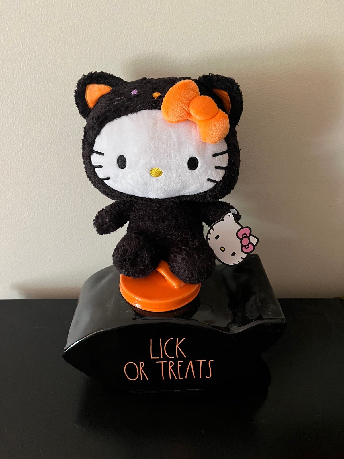 Rae Dunn lick or tricks jar and Hello Kitty Plush set