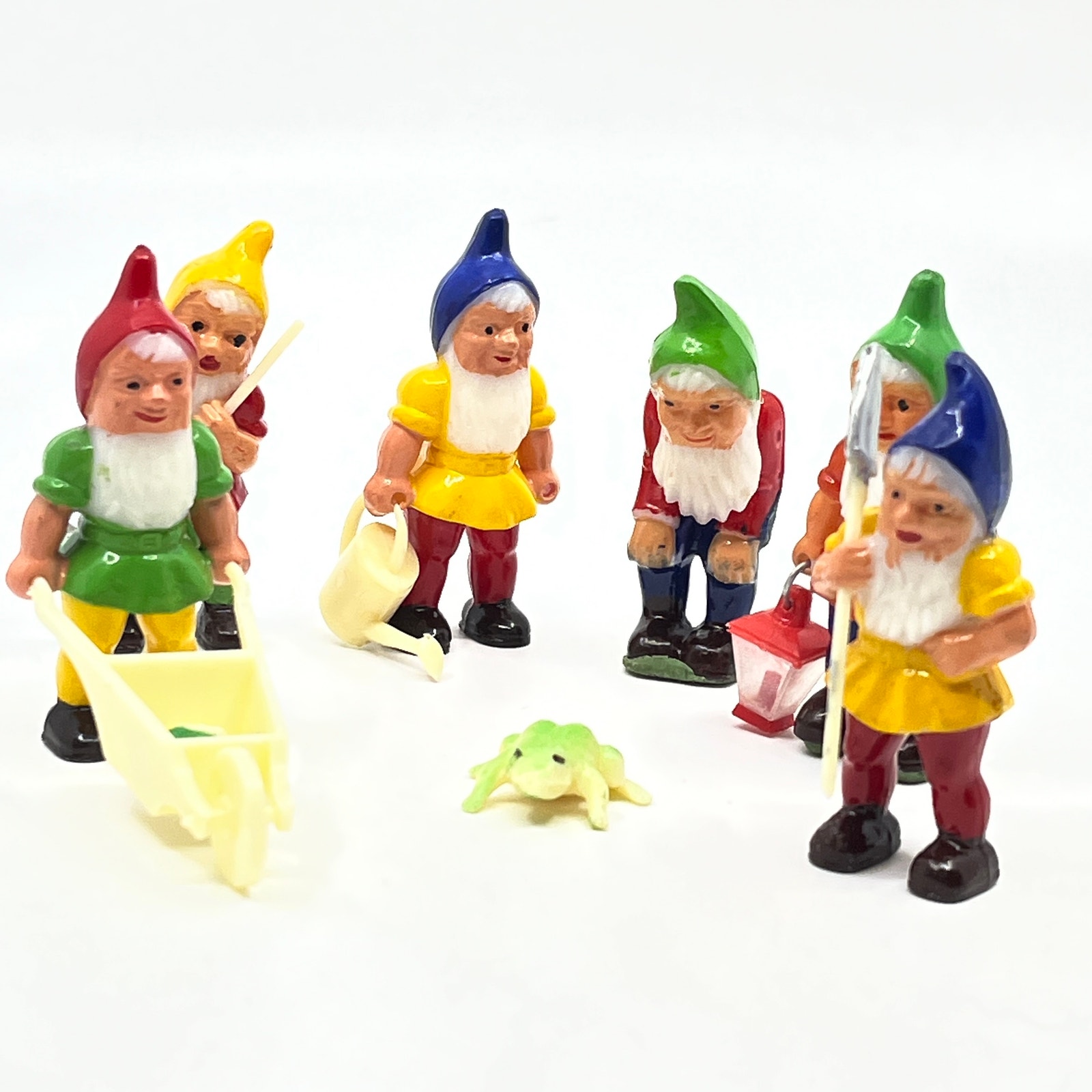 1960s Miniature Celluloid Working Gnomes Set of 6 SD6