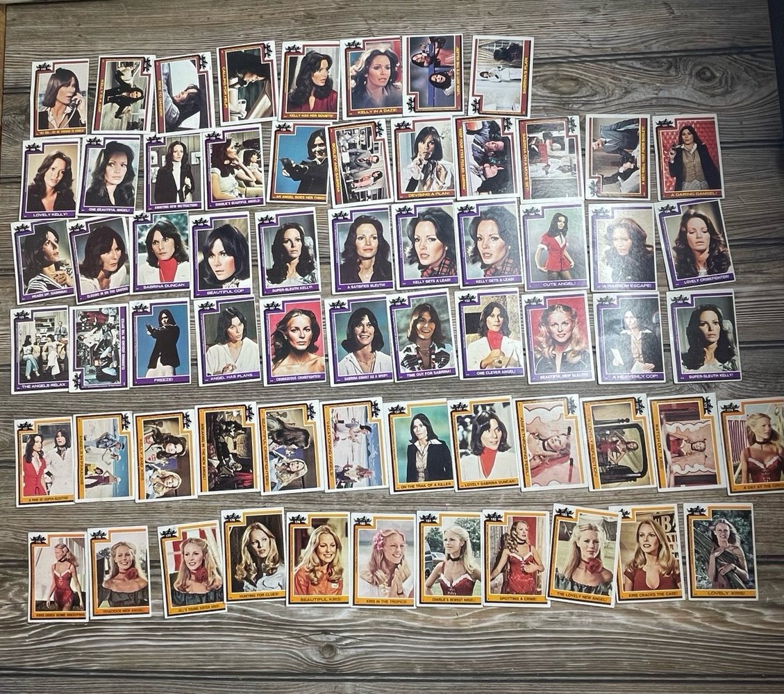 Collection of Charlie’s Angels trading cards from 1977