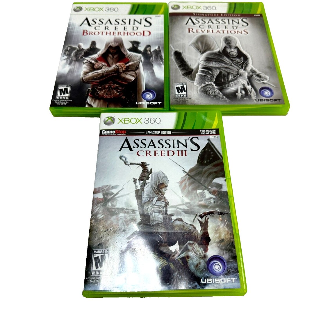 Assassins Creed Collection Xbox 360 Brotherhood, Revelations, and III Lot of 3