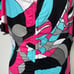 Cache deep V-neck ruched printed matte retro Y2K mini dress size S small NWT