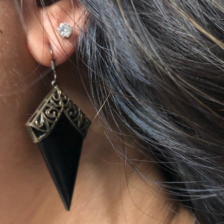 Vintage 925 Silver Black Onyx Earrings
