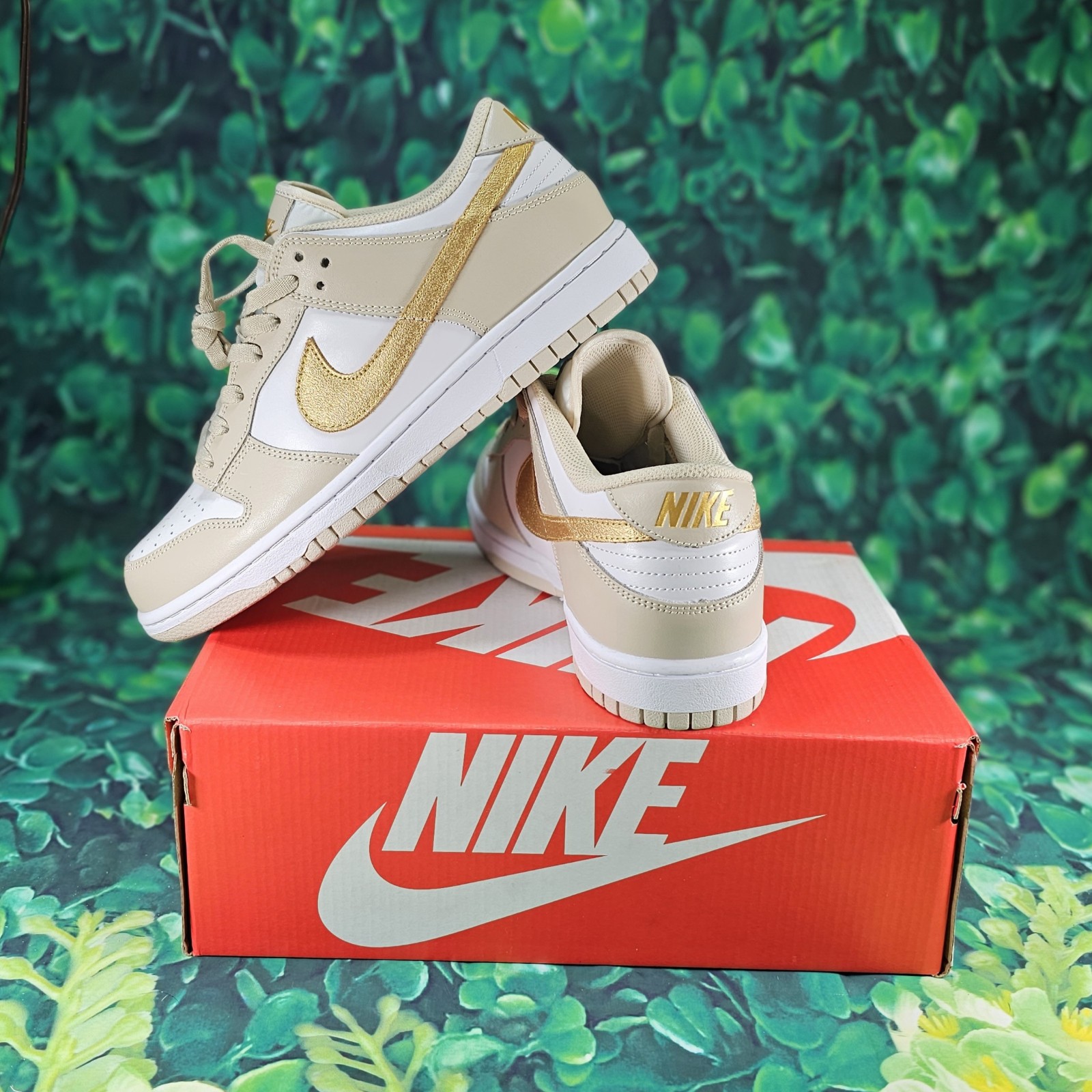 Nike air max vapormax dunk low gold white men sneakers size 8