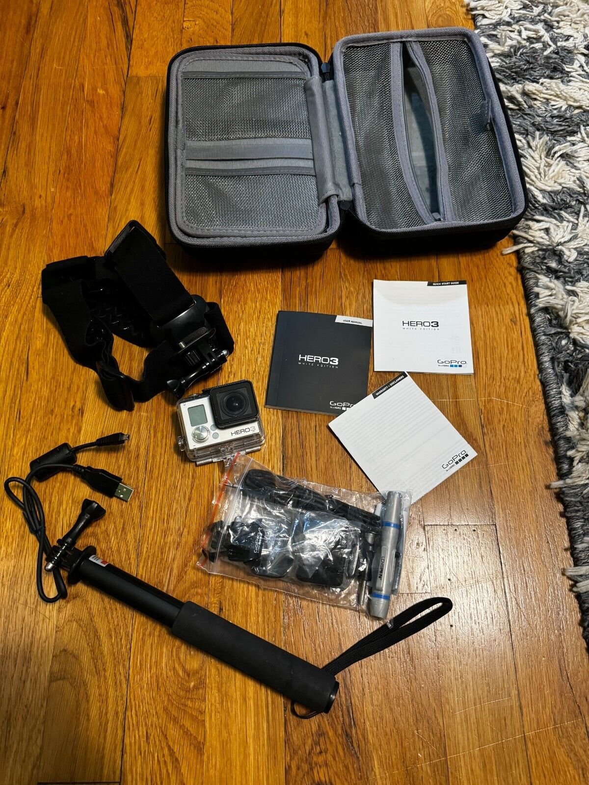 GoPro HERO 3 Plus with All Accessories plus hard case; selfie stick, waterproof