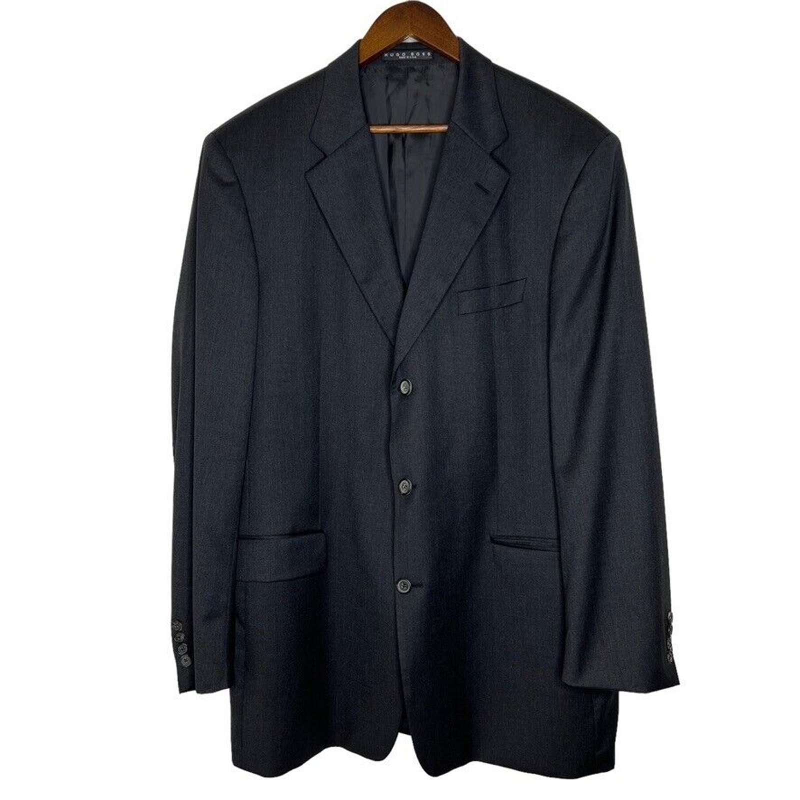 Hugo Boss Black 100% Wool Super 100 Single Vented Long Sleeve Suit Jacket 46 L