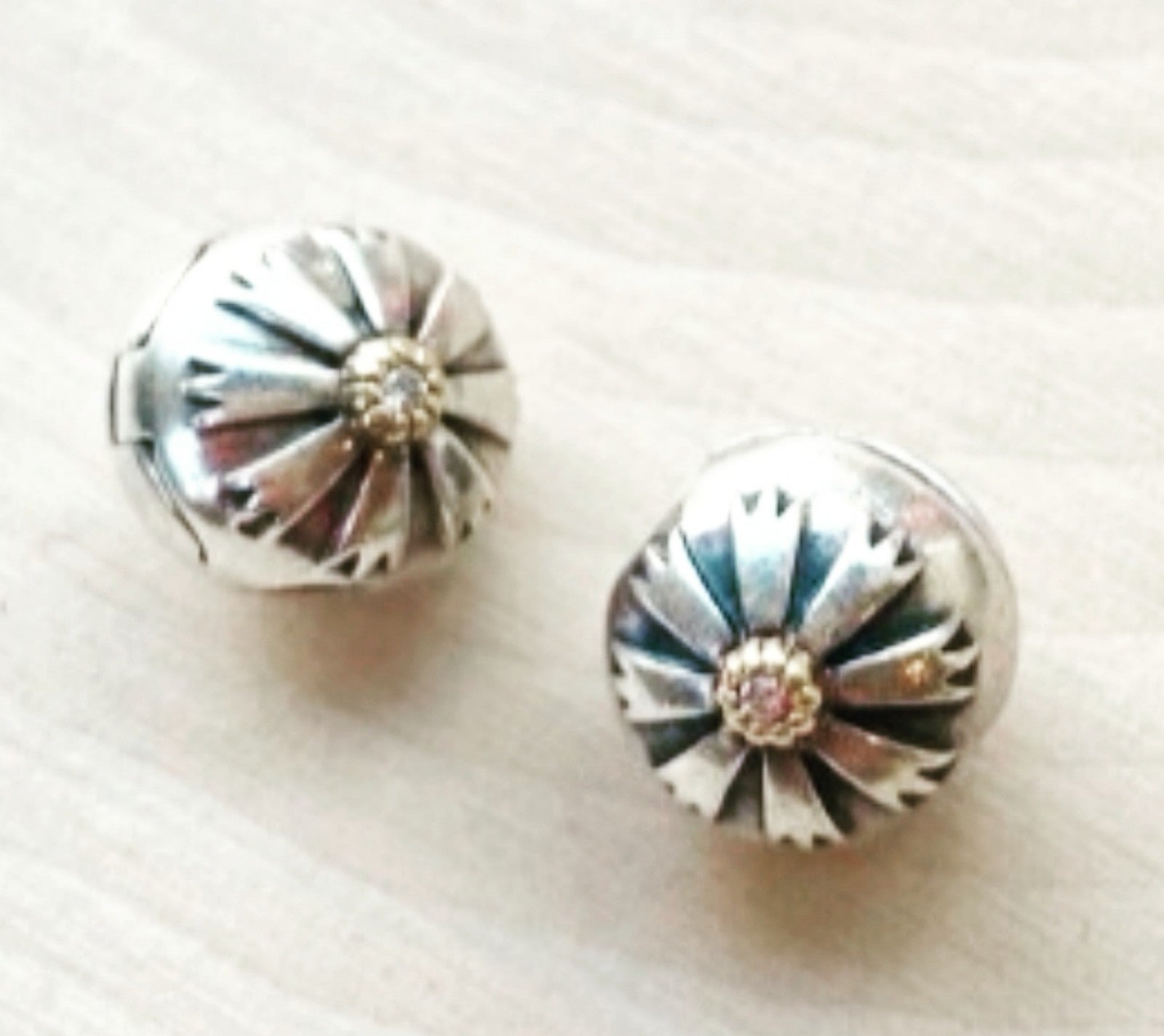 PAIR of the authenticity Pandora 14K accent charm clips Flower friendship