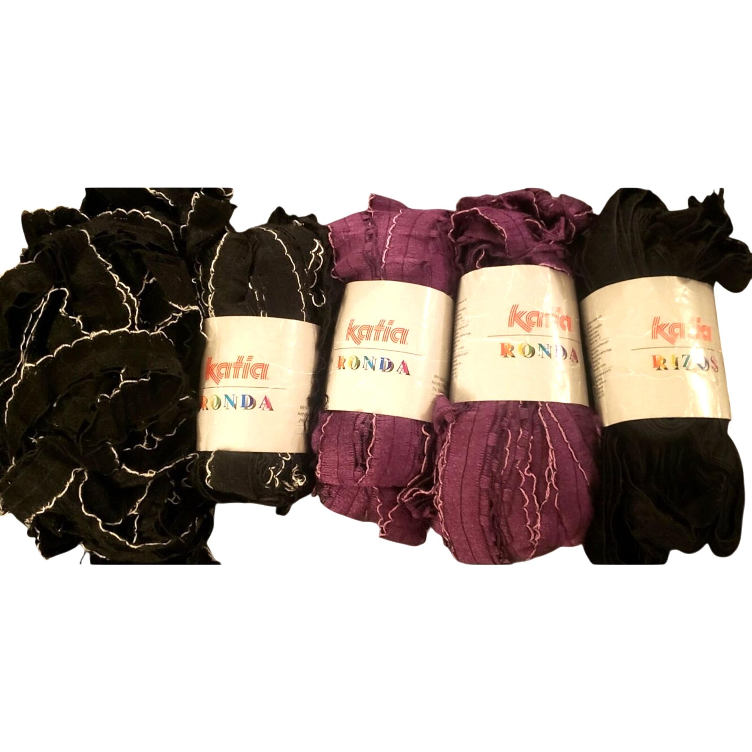 Lot 5 Skeins Black Eggplant Katia RONDA/RIZOS Yarn 100g ~ 3oz 1/2~40m ~ 44 yds
