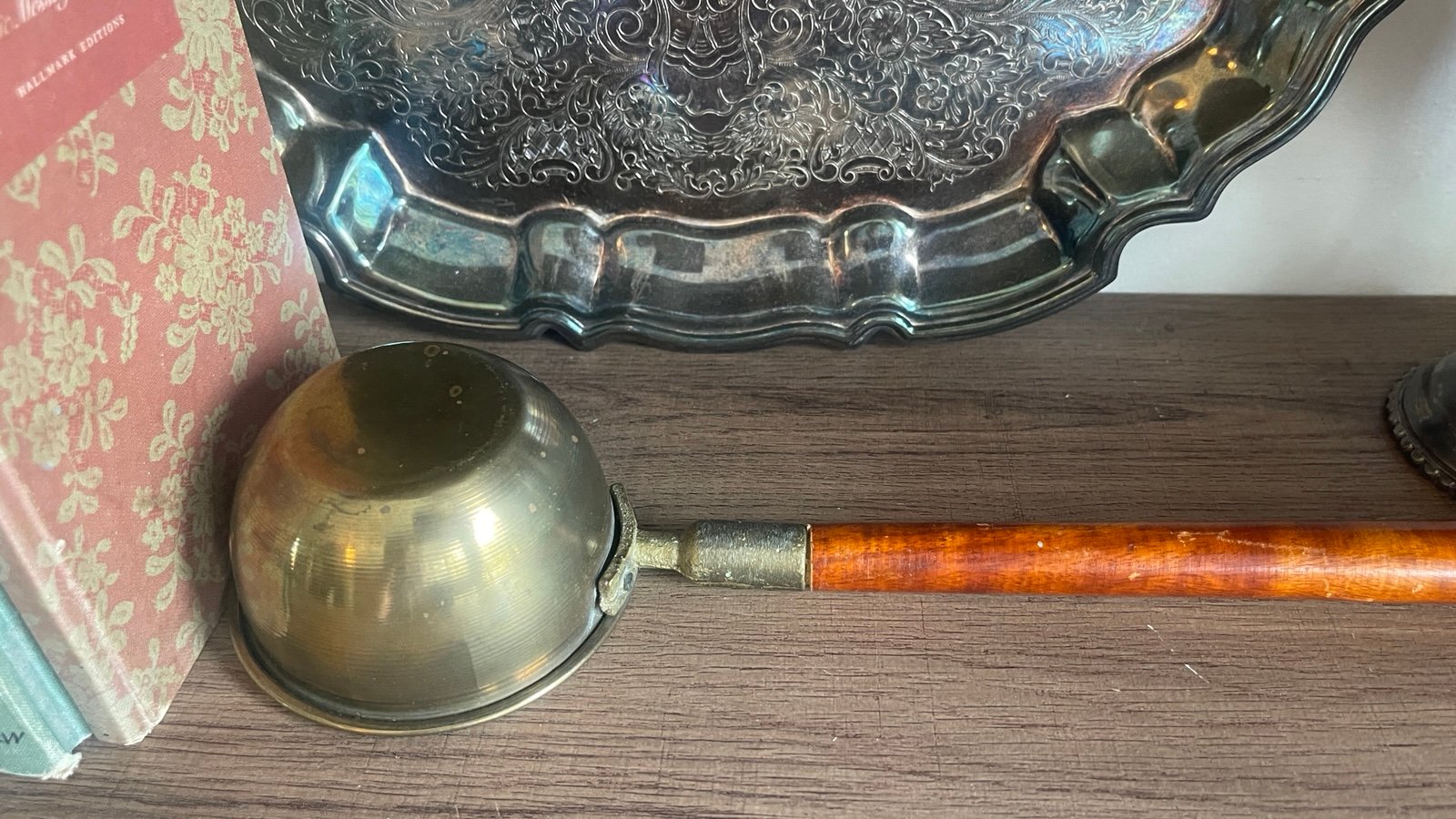 Very Old wood and brass grain scoop
