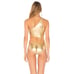 Norma Kamali | NWT Shane Metallic Gold Foil One Piece Bathing Suit Bodysuit