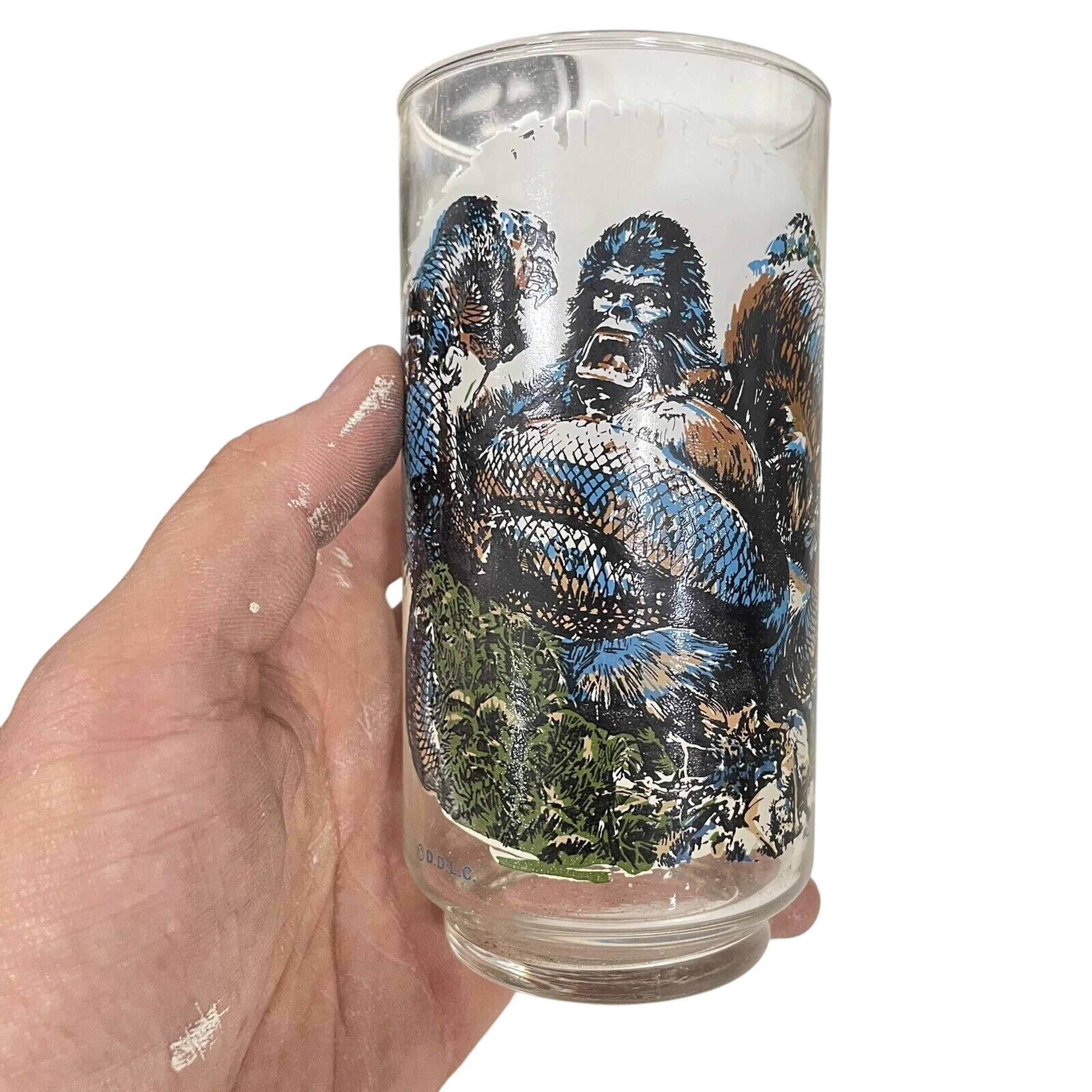Vintage 1976 King Kong Drinking Cooler Glass Cup Coca-Cola Coke Skull Island