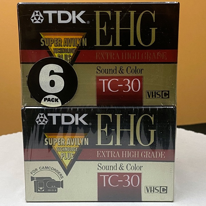 6 Pack Lot New Sealed Genuine TDK E-HG TC-30 Extra High Grade VHS-C Tapes