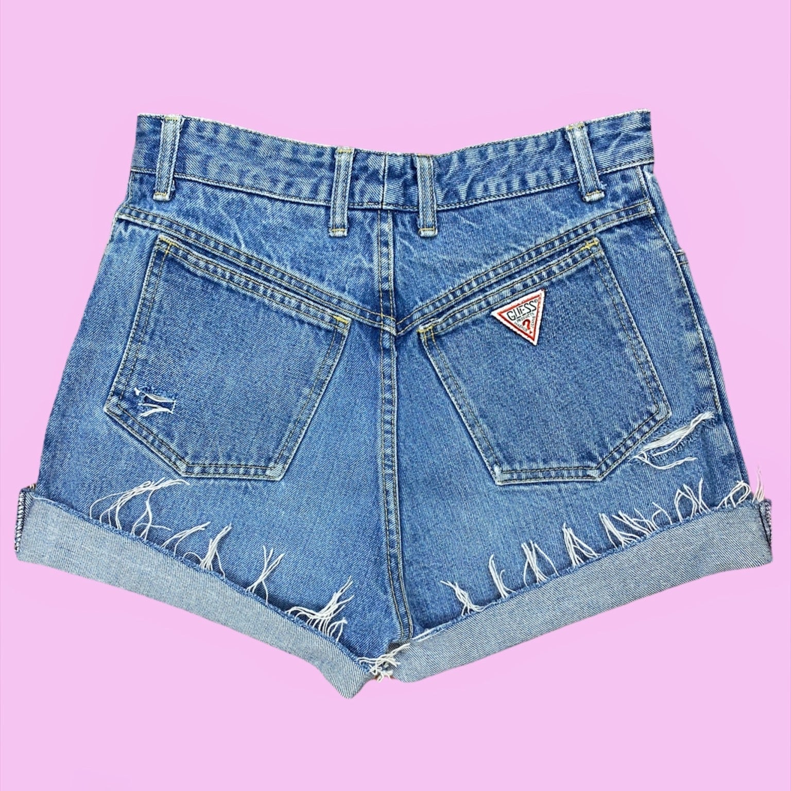 Vintage Guess High Waisted Distressed Cut Off Shorts Size 31