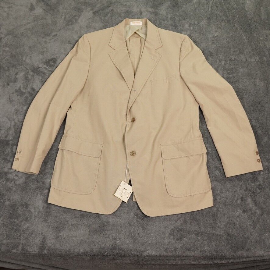 VTG Brooks Brothers Blazer Mens 45 Long Tan Sportcoat Yellow Union Tag 3 Button